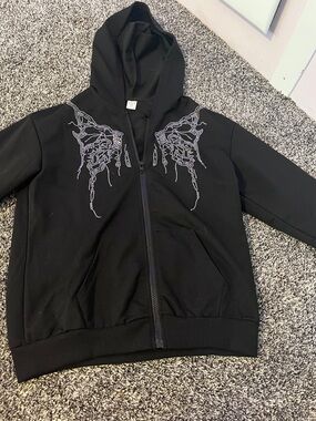 SHEIN Black Kids Zip-Up Hoodie